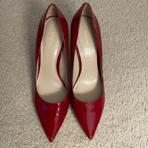 Women’s Nine West pumps size 8 1/2 M. Color red and heel height is 3 1/2 inch.